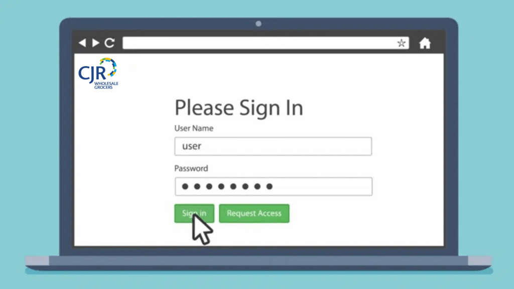 2 Ordering System sign in process of CJR Wholesale Grocers