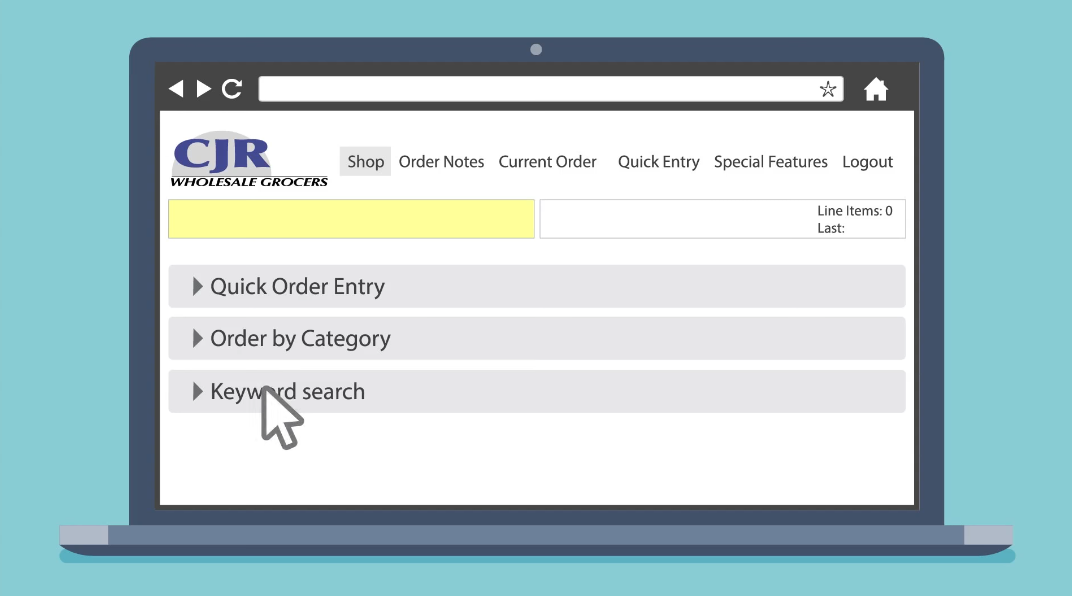 Retailers can order by category, keyword or simply place a quick order through CJR Online Ordering System