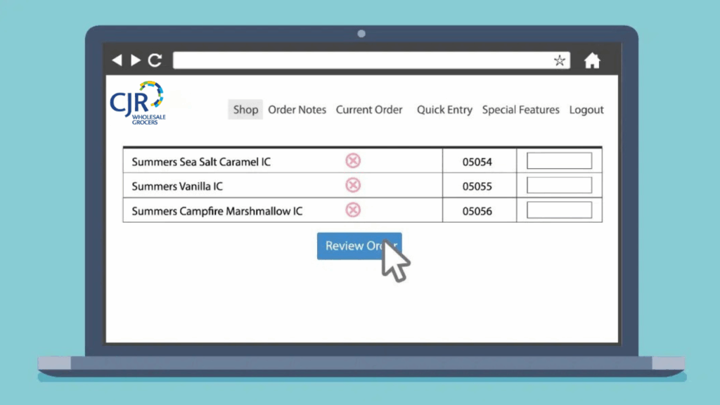 5 Ordering System Reviewing orders of CJR Wholesale Grocers